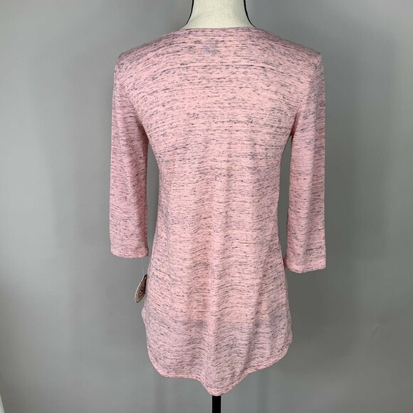 So NWT Pink Space-Dye Scoop Neck Tee Women S Relaxed 3/4 Sleeve - Picture 5 of 12